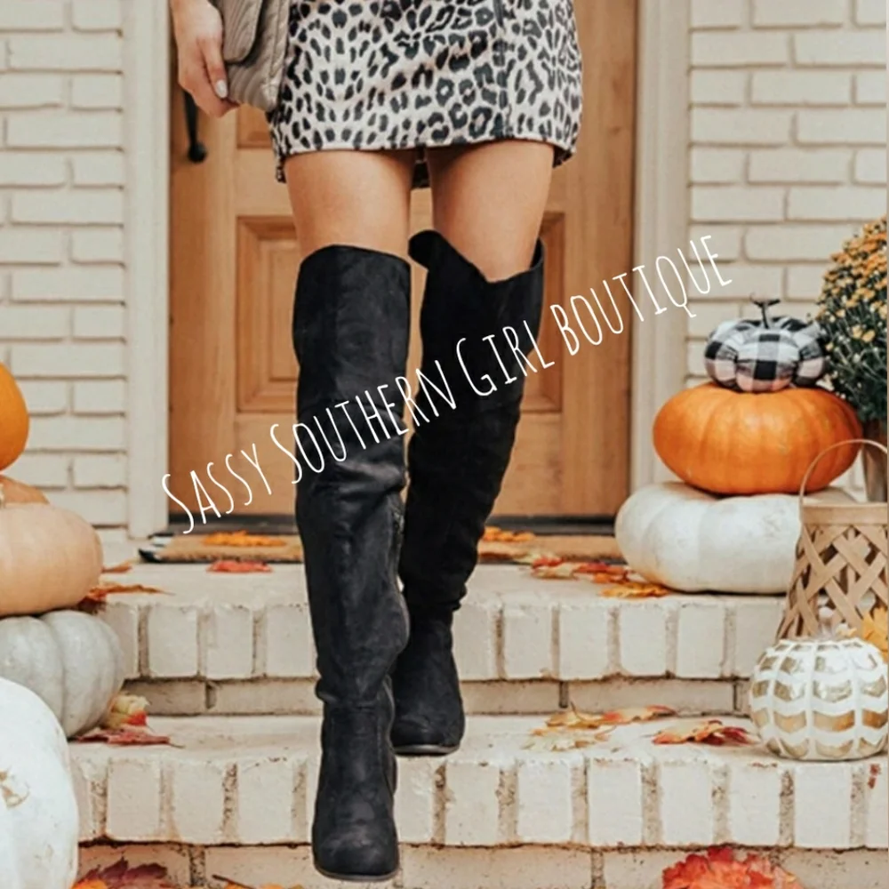 🆕⭐FRYE Over the Knee black suede leather boots